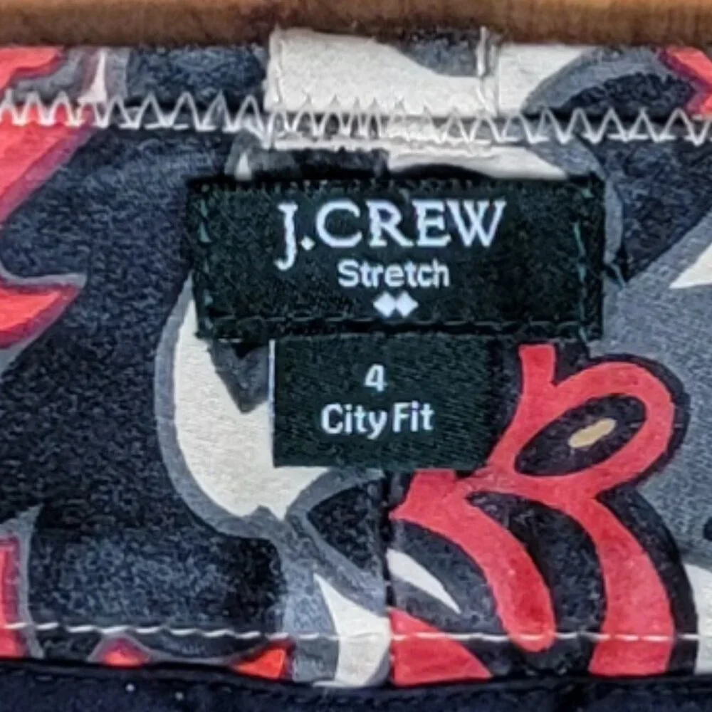 J. Crew Stretch Red Cream Floral Capri Pants City Fit - 4 - Picture 8 of 9